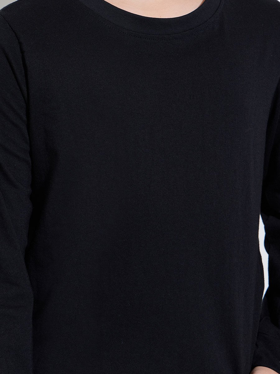 Pack of 2 -Teen Boys Black Solid Long Sleeves Regular Fit T-Shirt