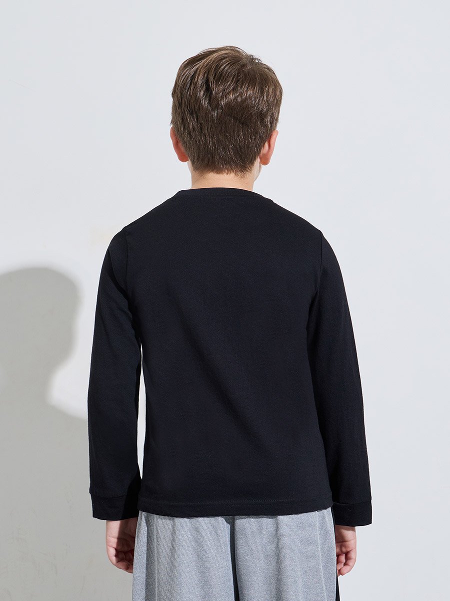 Pack of 2 -Teen Boys Black Solid Long Sleeves Regular Fit T-Shirt