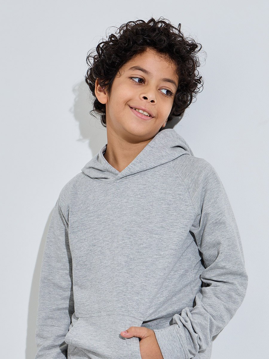 Teen Unisex Grey Regular Fit Cotton Hoodie