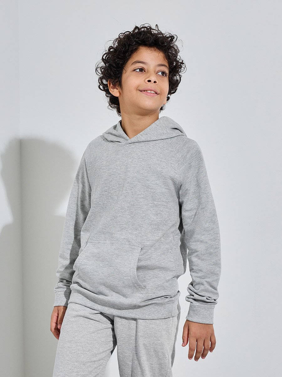Teen Unisex Grey Regular Fit Cotton Hoodie