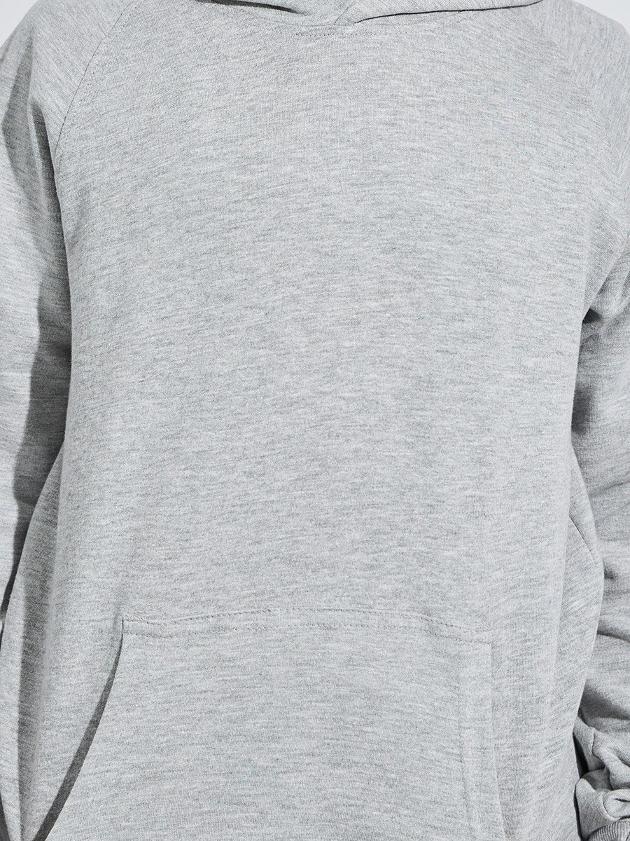 Teen Unisex Grey Regular Fit Cotton Hoodie