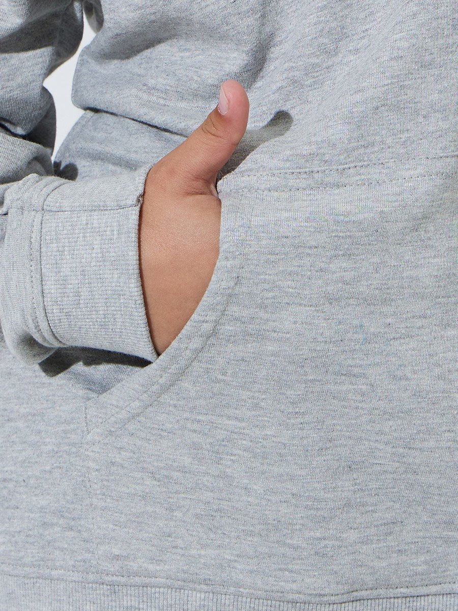 Teen Unisex Grey Regular Fit Cotton Hoodie