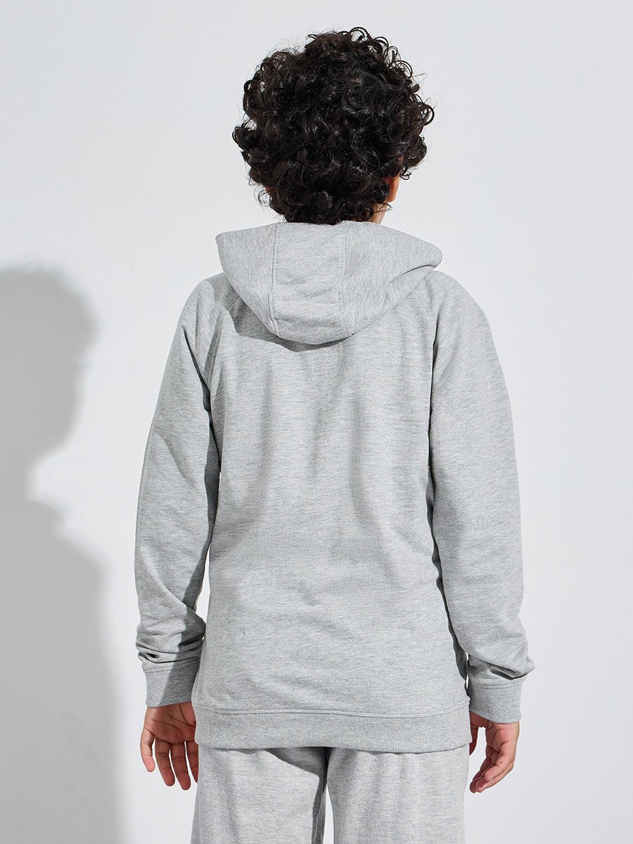Teen Unisex Grey Regular Fit Cotton Hoodie