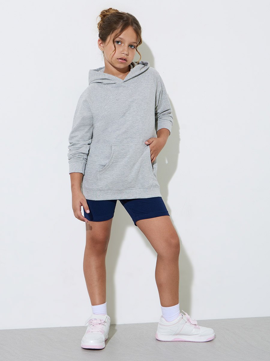Teen Unisex Grey Regular Fit Cotton Hoodie