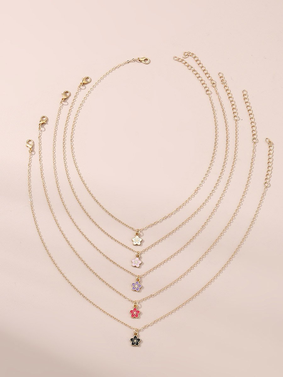 Pack of 5 - Flower Pendant Necklace