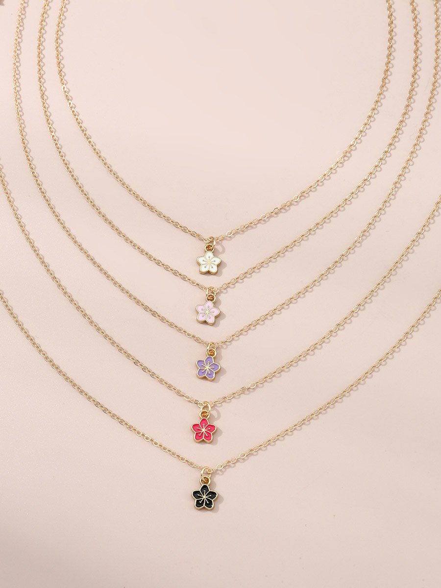 Pack of 5 - Flower Pendant Necklace