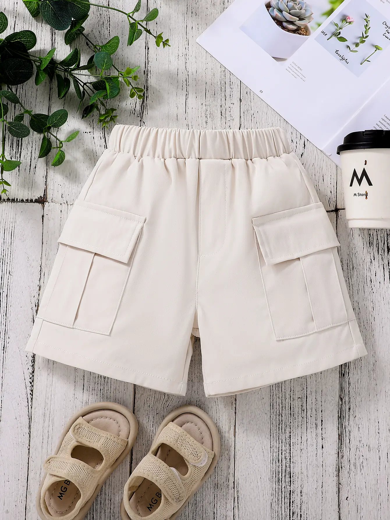 Kids Beige Cargo Shorts