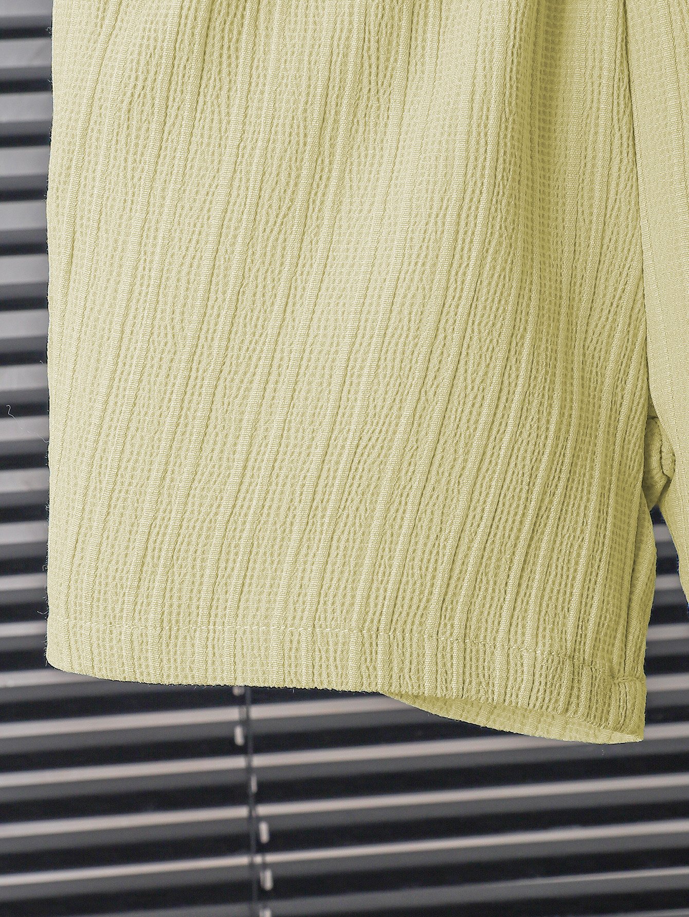Boys Yellow Textured Shirt and Shorts Set