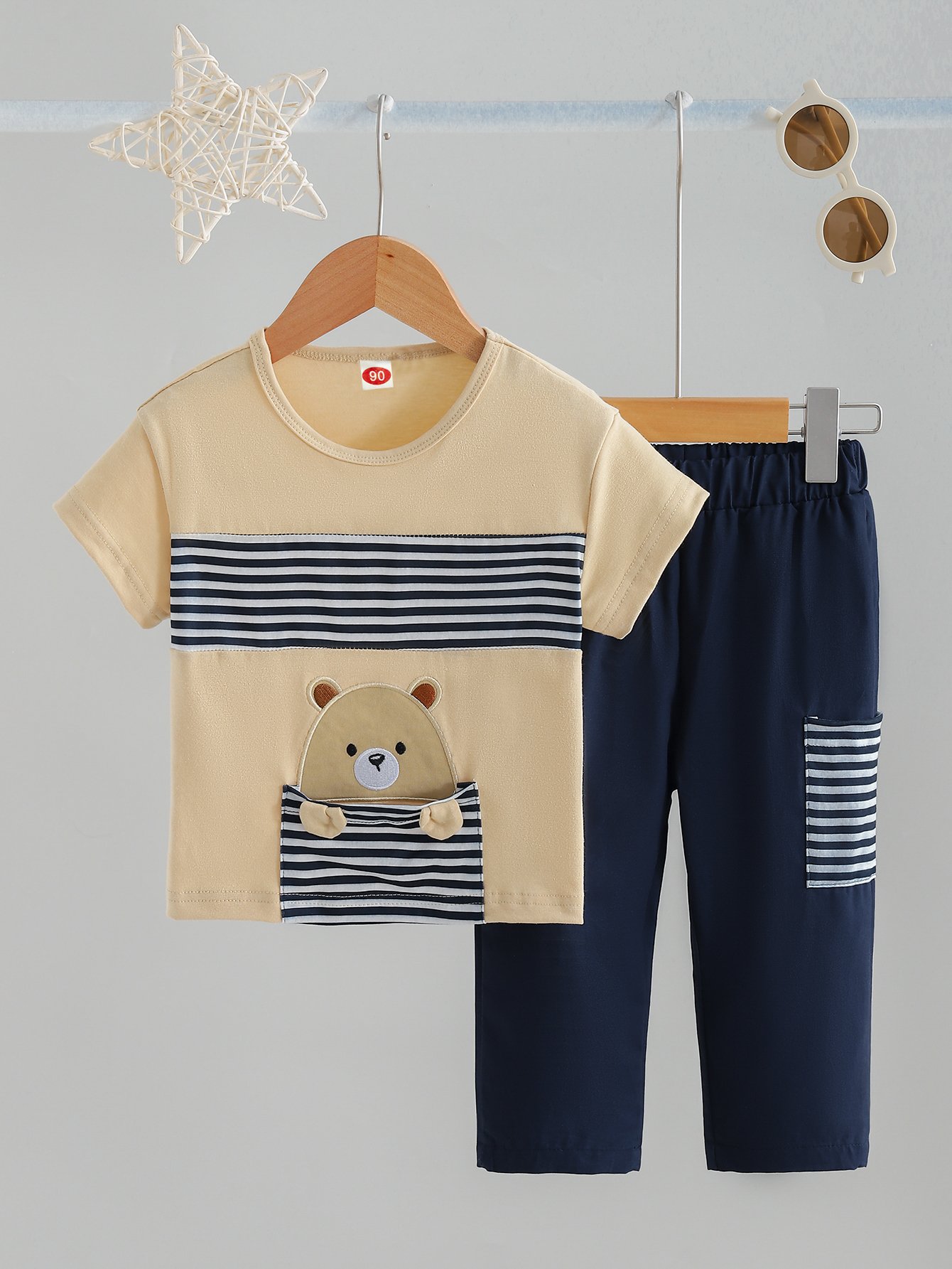 Boys Cute Bear Graphic T-Shirt and Jogger Set