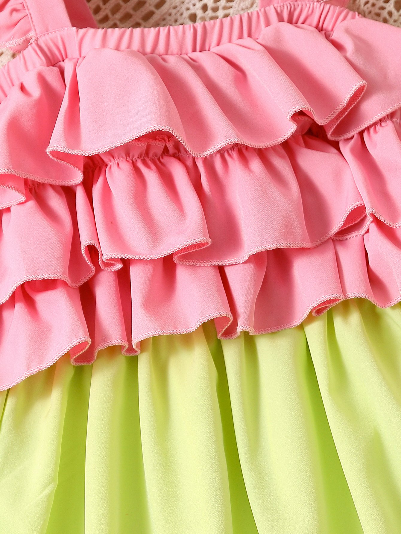 Girls Pink Ruffle Strappy Dress