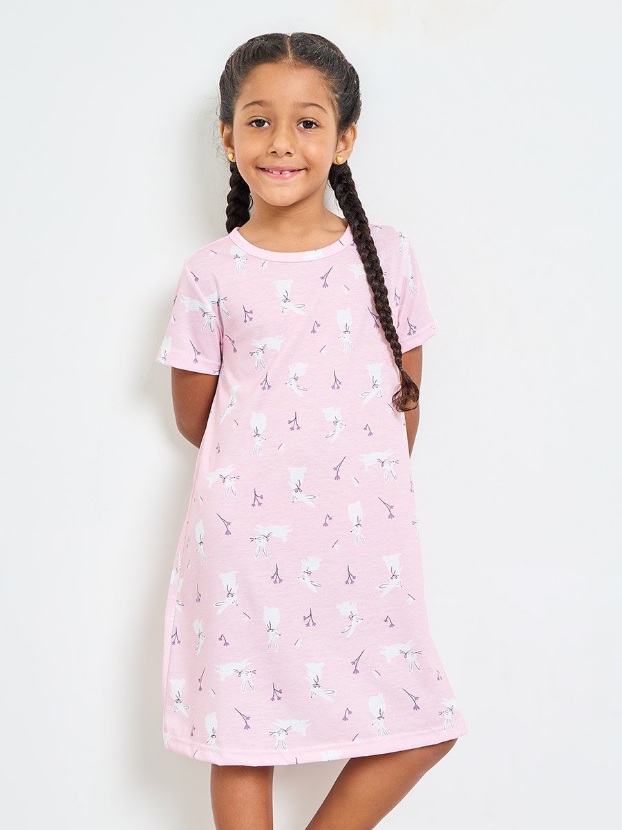 Pack of 2 - Girls Printed Short Sleeve Nightdress