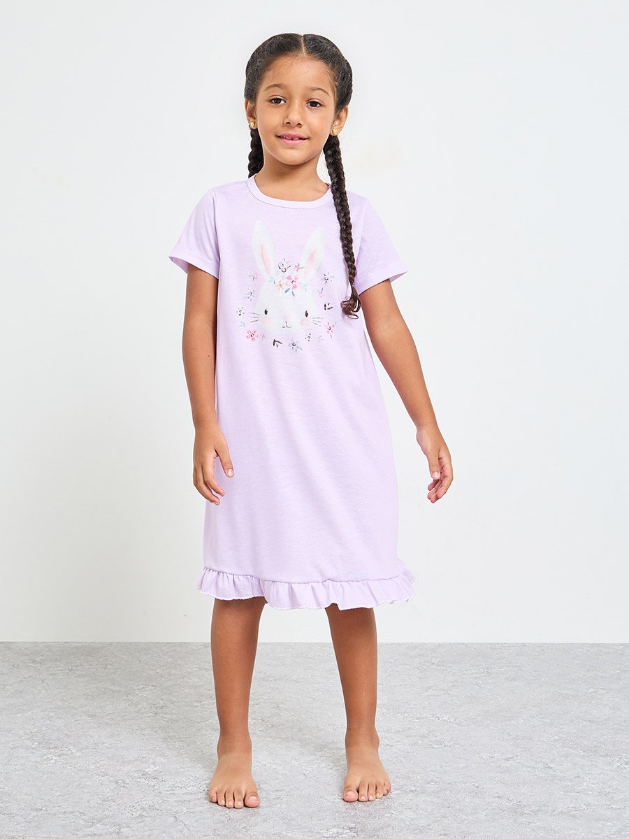 Pack of 2 - Girls Printed Short Sleeve Nightdress