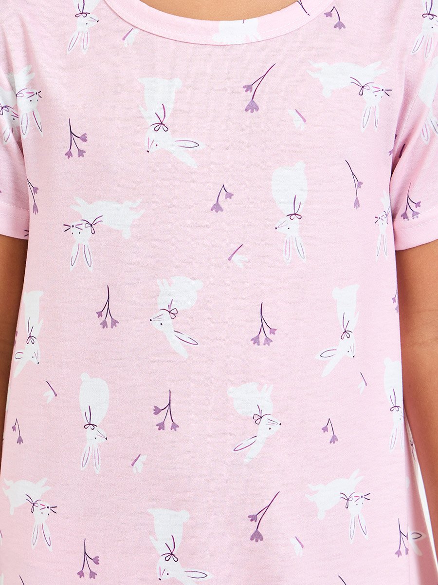Pack of 2 - Girls Printed Short Sleeve Nightdress