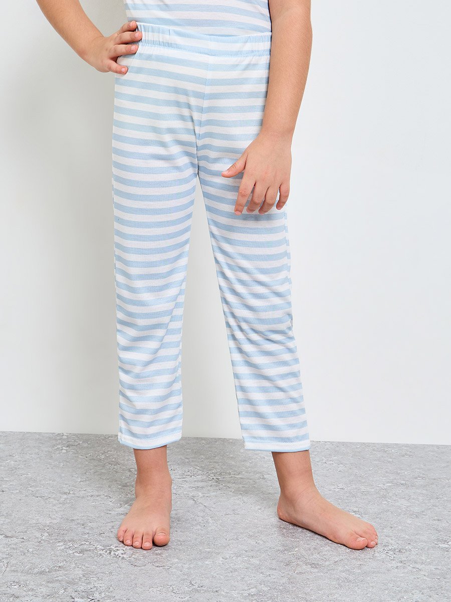 Girls Striped Short Sleeves T-Shirt and Pants Pyjama Set