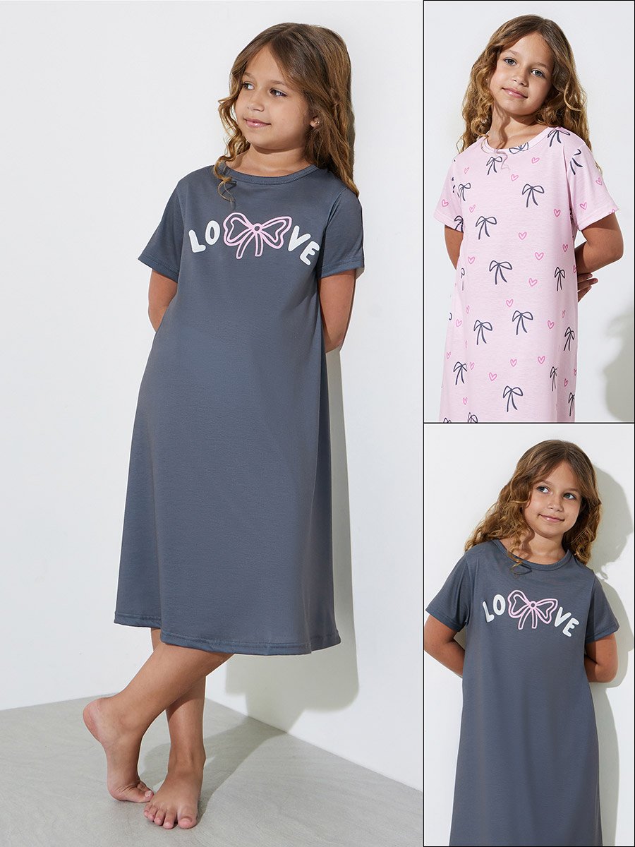 Teen Girls Pack of 2 - Graphic Print Nightdress