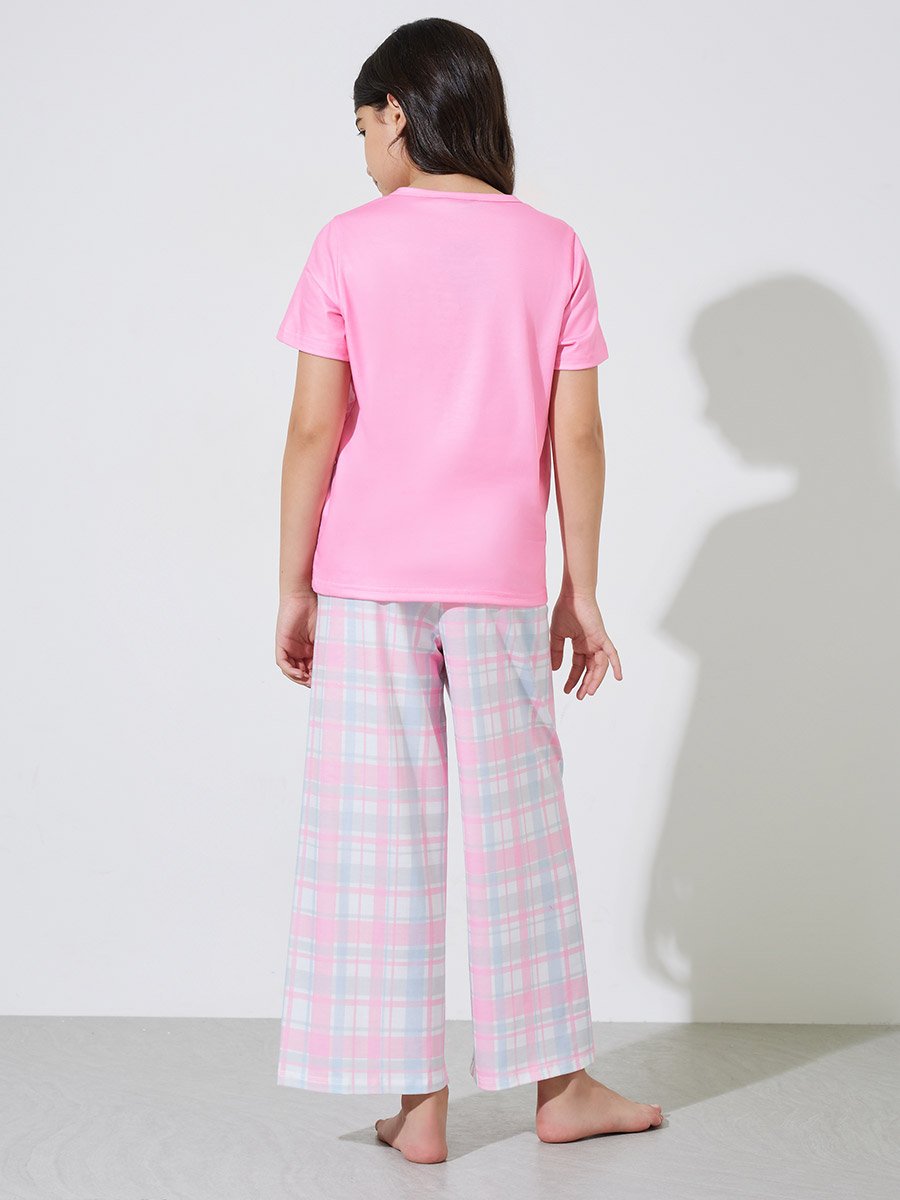 Teen Girls Text Print T-Shirt and Pyjama Set