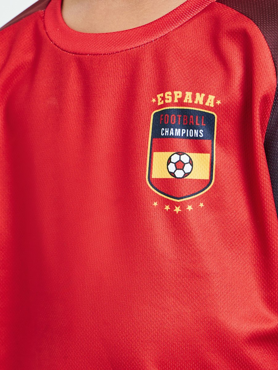 Kids Spain Print Jersey T-Shirt and Shorts Football Set