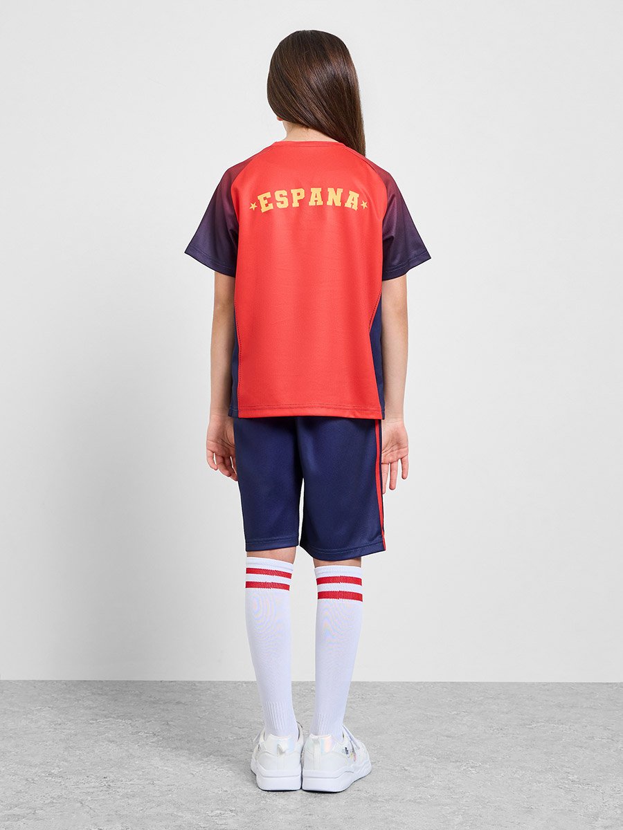 Teens Spain Print Jersey T-Shirt and Shorts Football Set