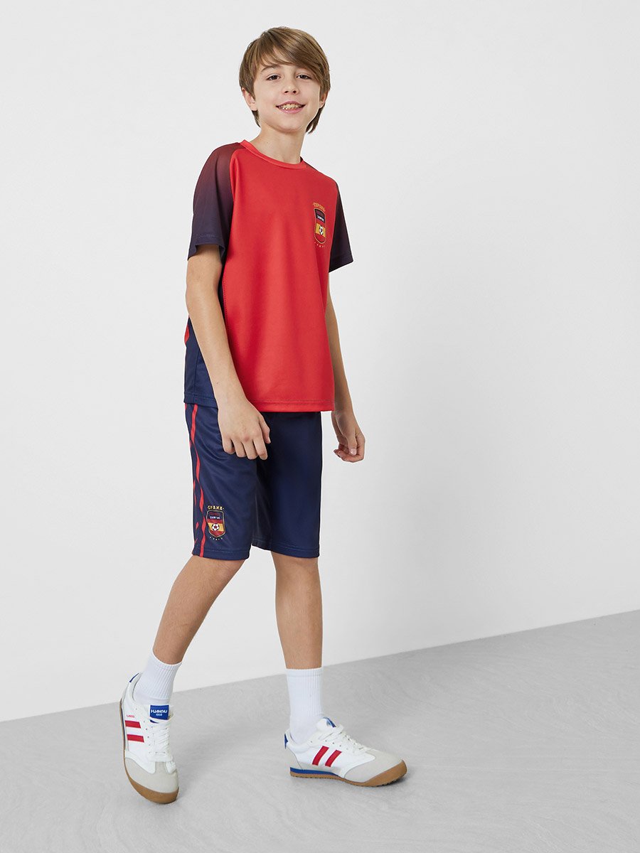 Teens Spain Print Jersey T-Shirt and Shorts Football Set