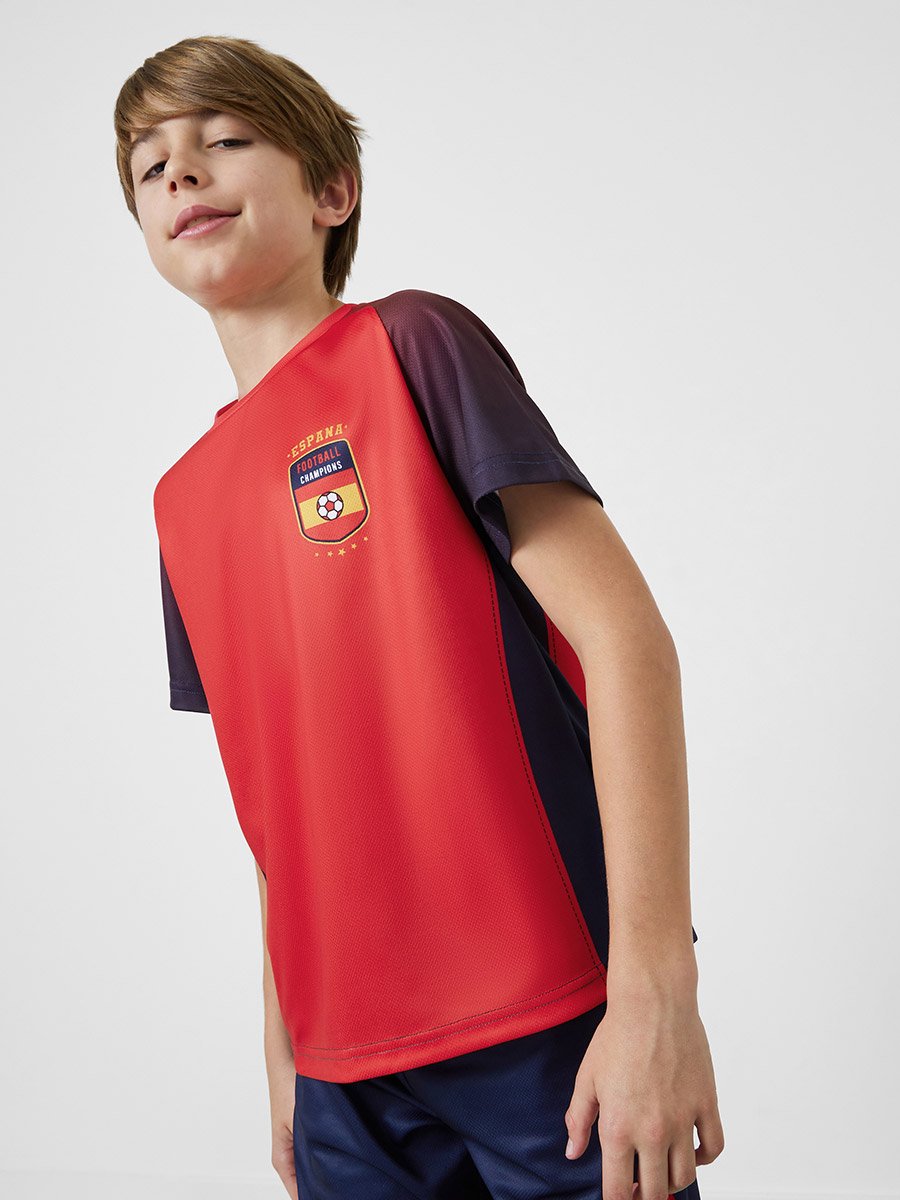 Teens Spain Print Jersey T-Shirt and Shorts Football Set