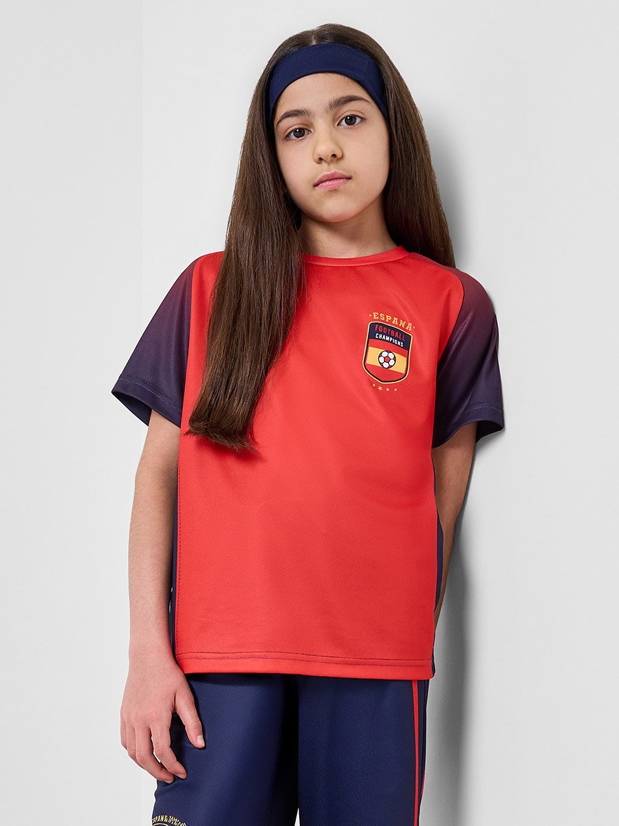 Teens Spain Print Jersey T-Shirt and Shorts Football Set