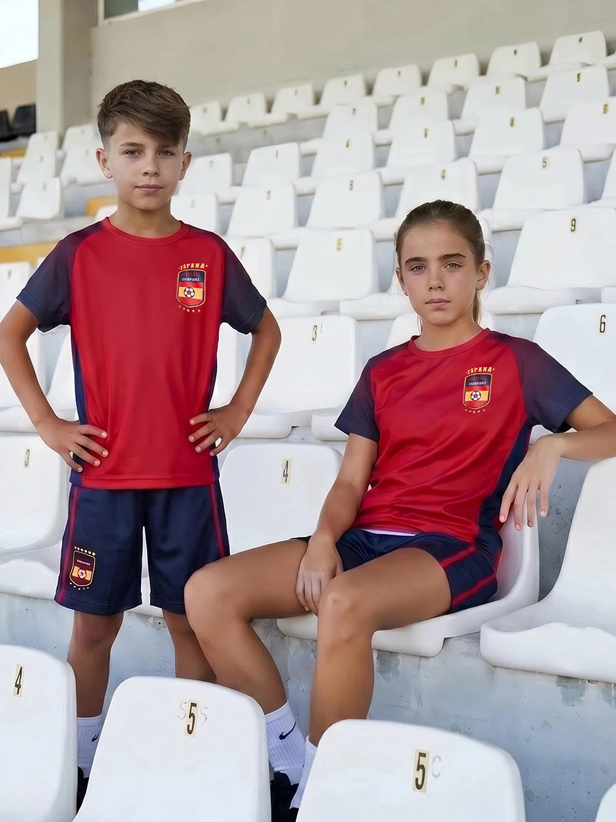 Teens Spain Print Jersey T-Shirt and Shorts Football Set