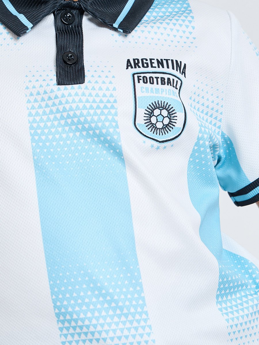 Kids Argentina Jersey Polo T-Shirt and Shorts Football Set