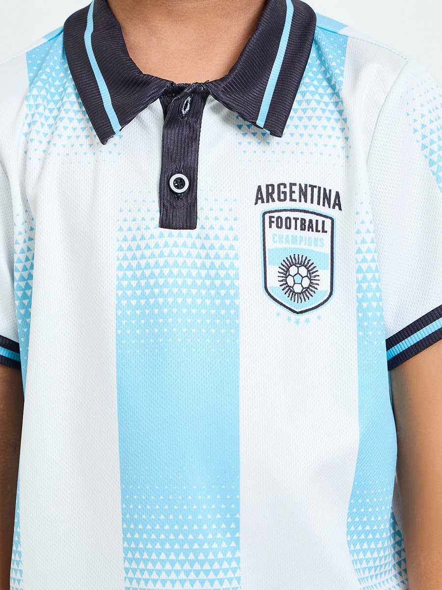 Kids Argentina Jersey Polo T-Shirt and Shorts Football Set