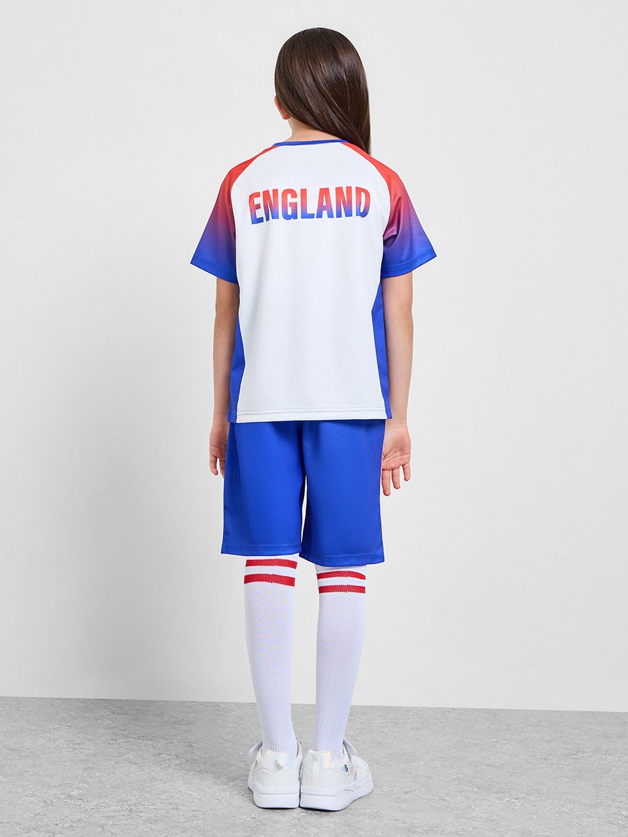 Teens England Print Jersey T-Shirt and Shorts Football Set