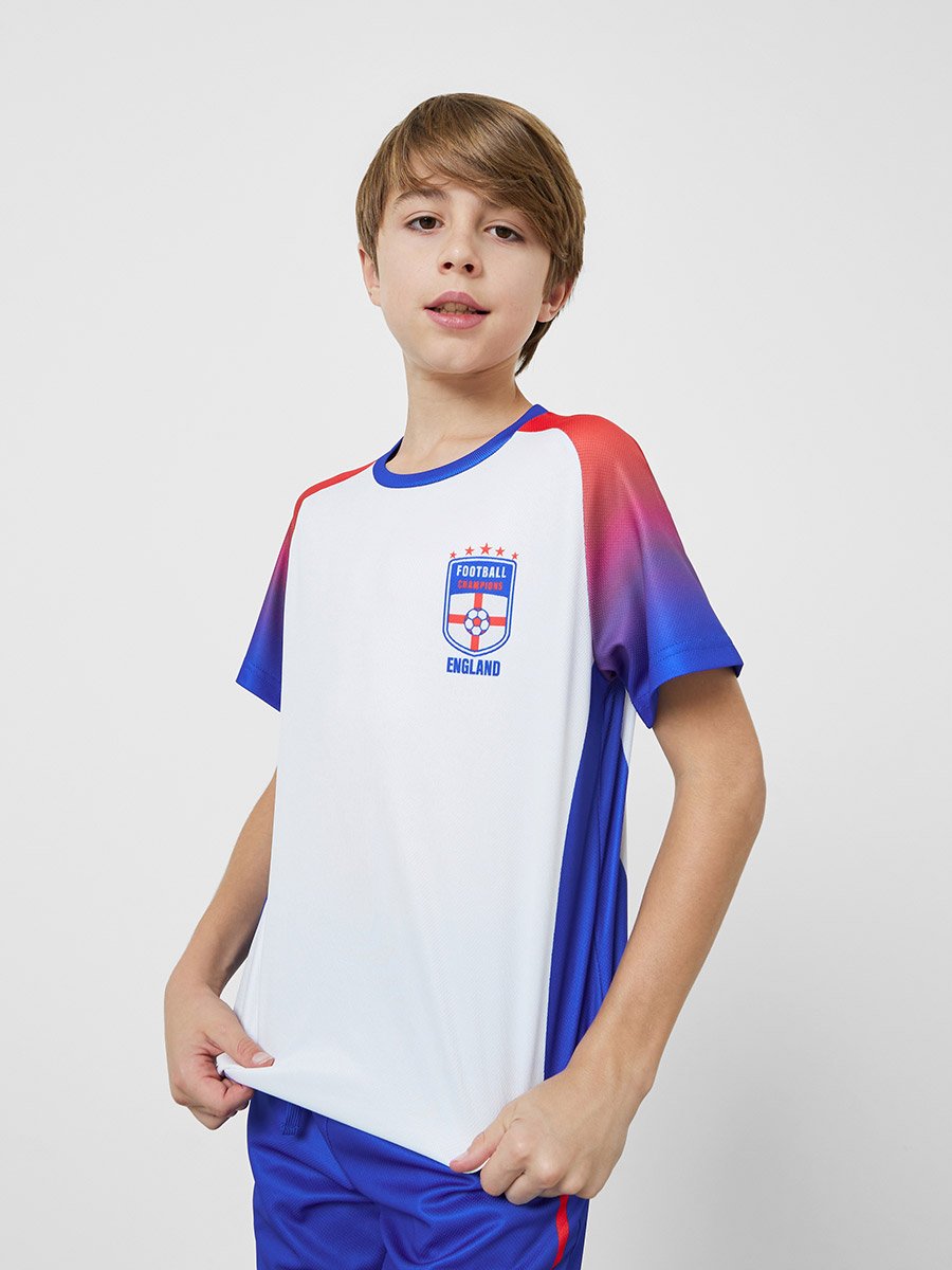 Teens England Print Jersey T-Shirt and Shorts Football Set