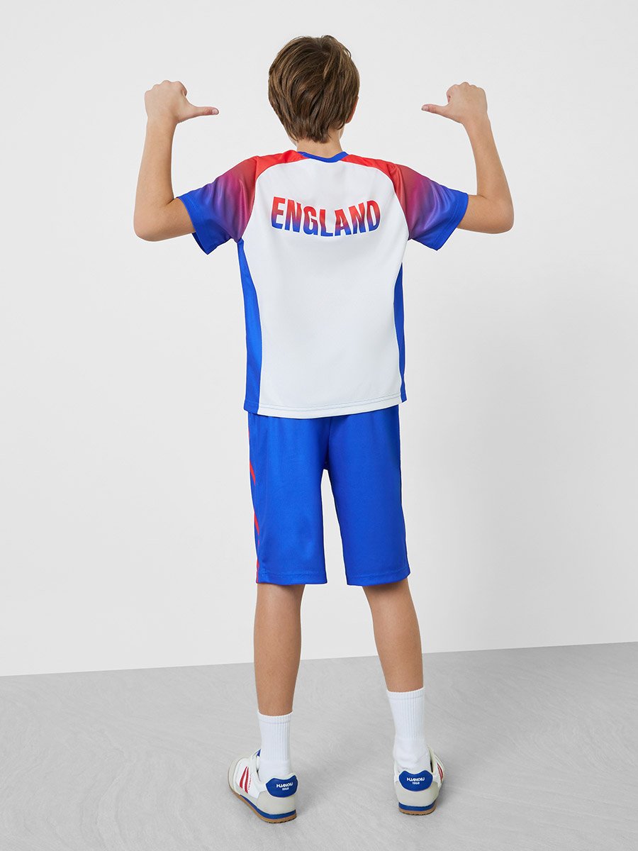 Teens England Print Jersey T-Shirt and Shorts Football Set