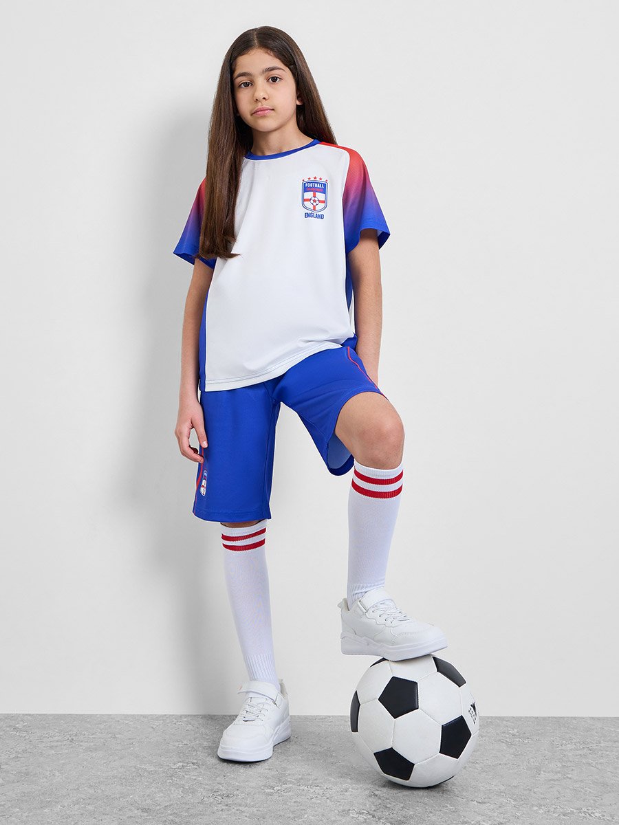 Teens England Print Jersey T-Shirt and Shorts Football Set