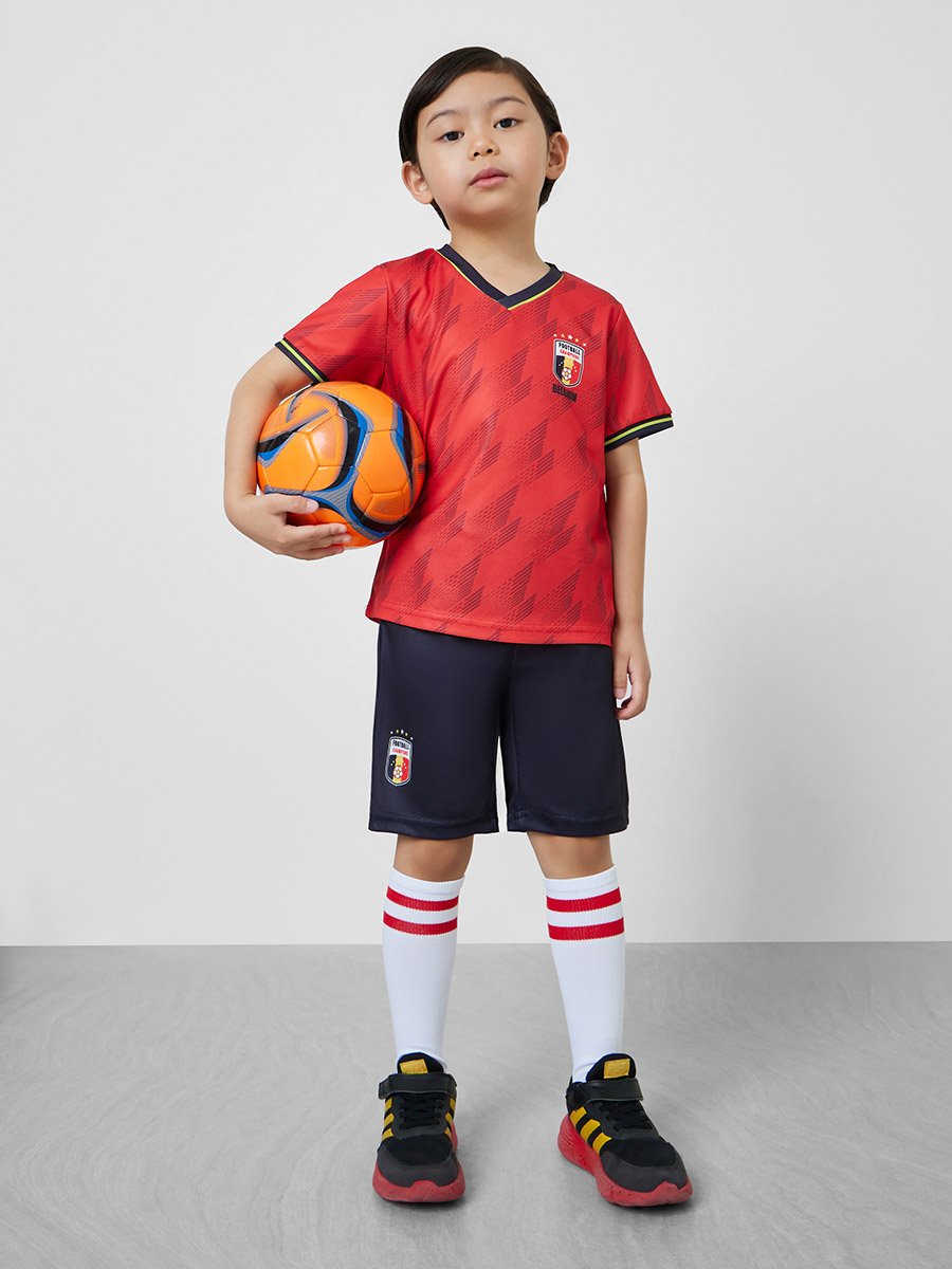 Kids Belgium Print Jersey T-Shirt and Shorts Football Set