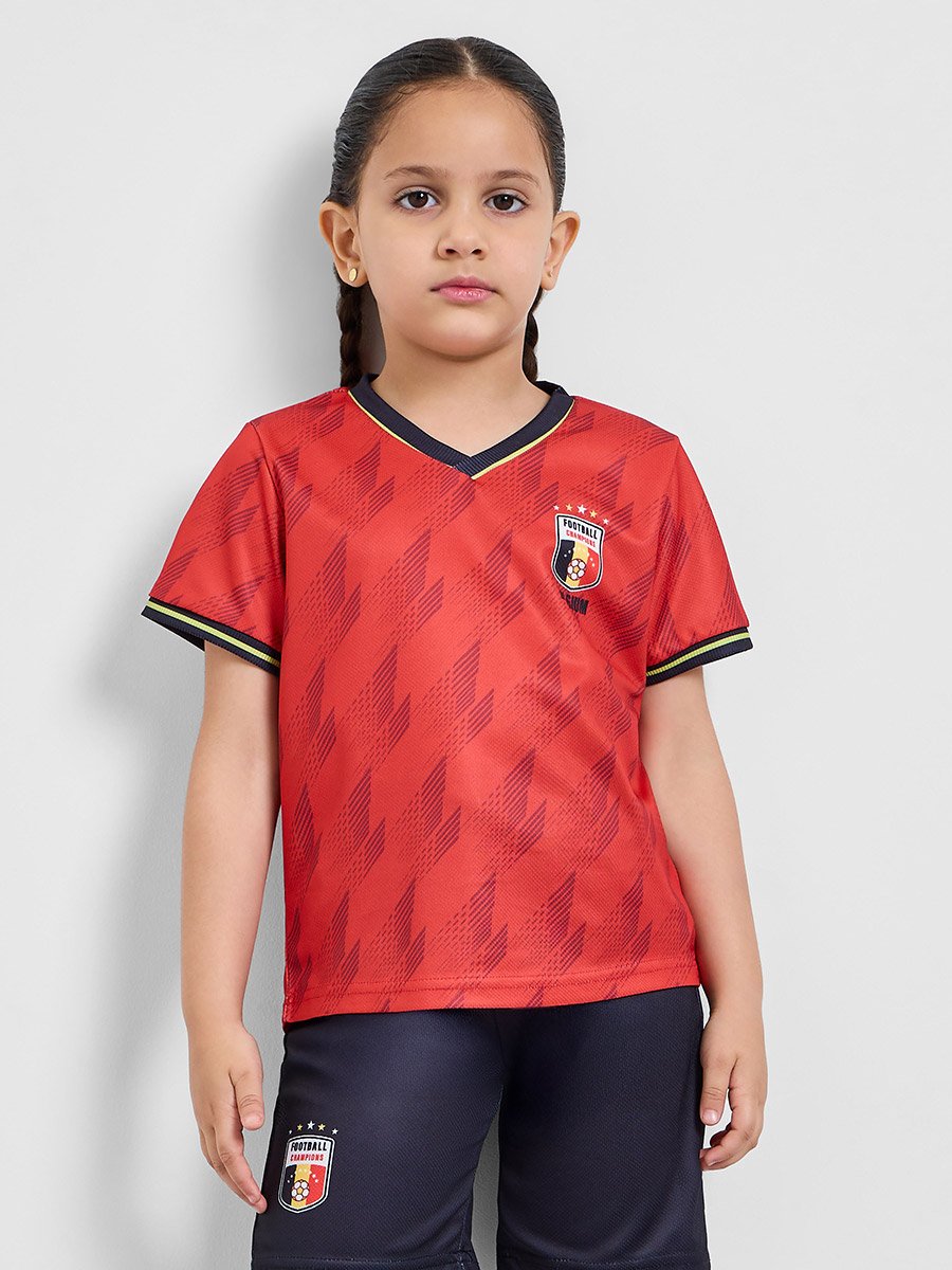 Kids Belgium Print Jersey T-Shirt and Shorts Football Set