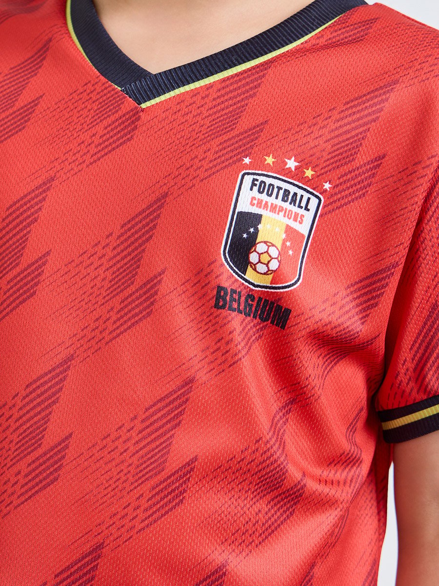 Kids Belgium Print Jersey T-Shirt and Shorts Football Set