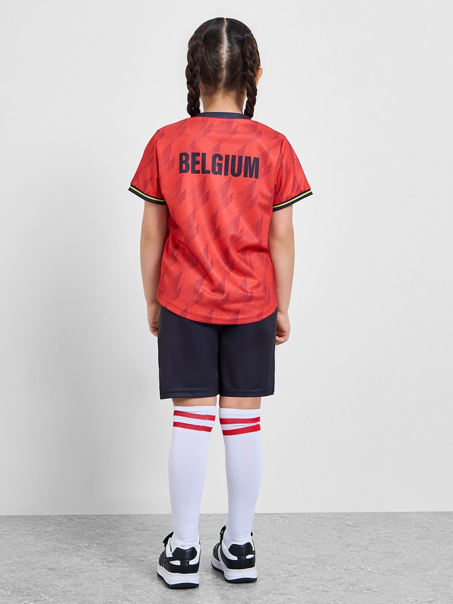 Kids Belgium Print Jersey T-Shirt and Shorts Football Set