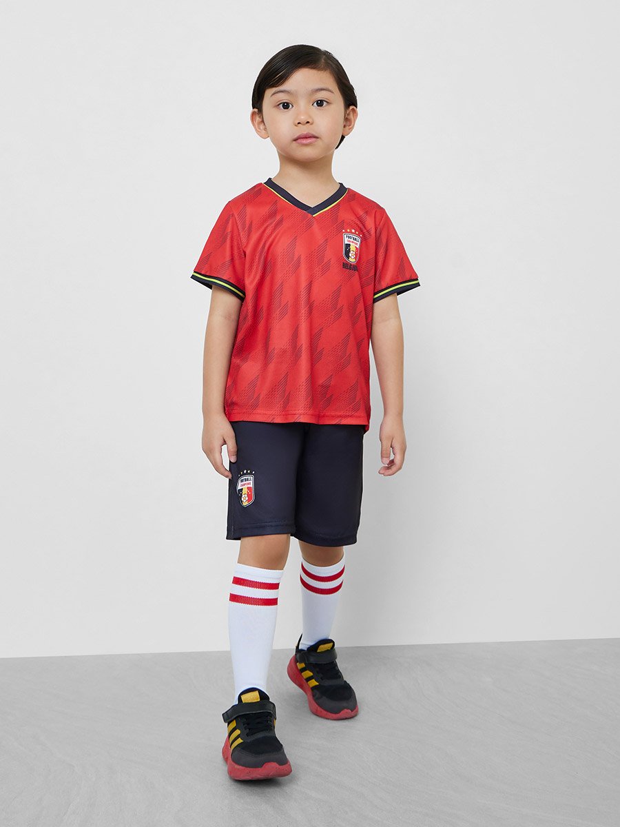 Kids Belgium Print Jersey T-Shirt and Shorts Football Set