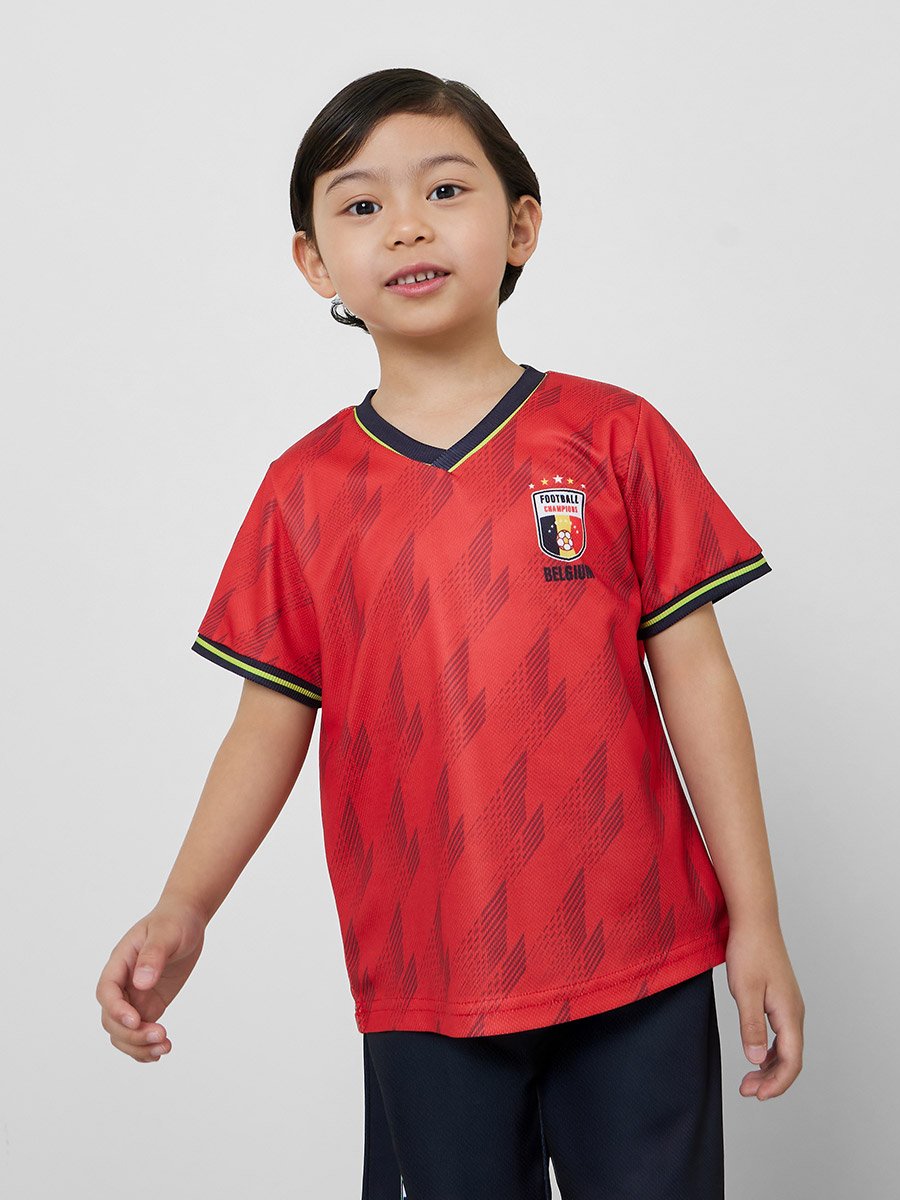 Kids Belgium Print Jersey T-Shirt and Shorts Football Set