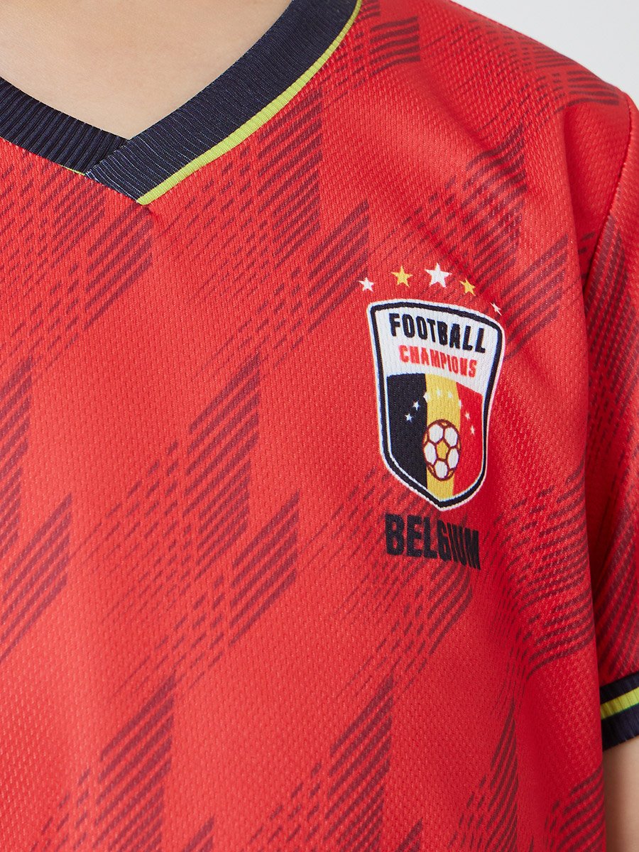 Kids Belgium Print Jersey T-Shirt and Shorts Football Set