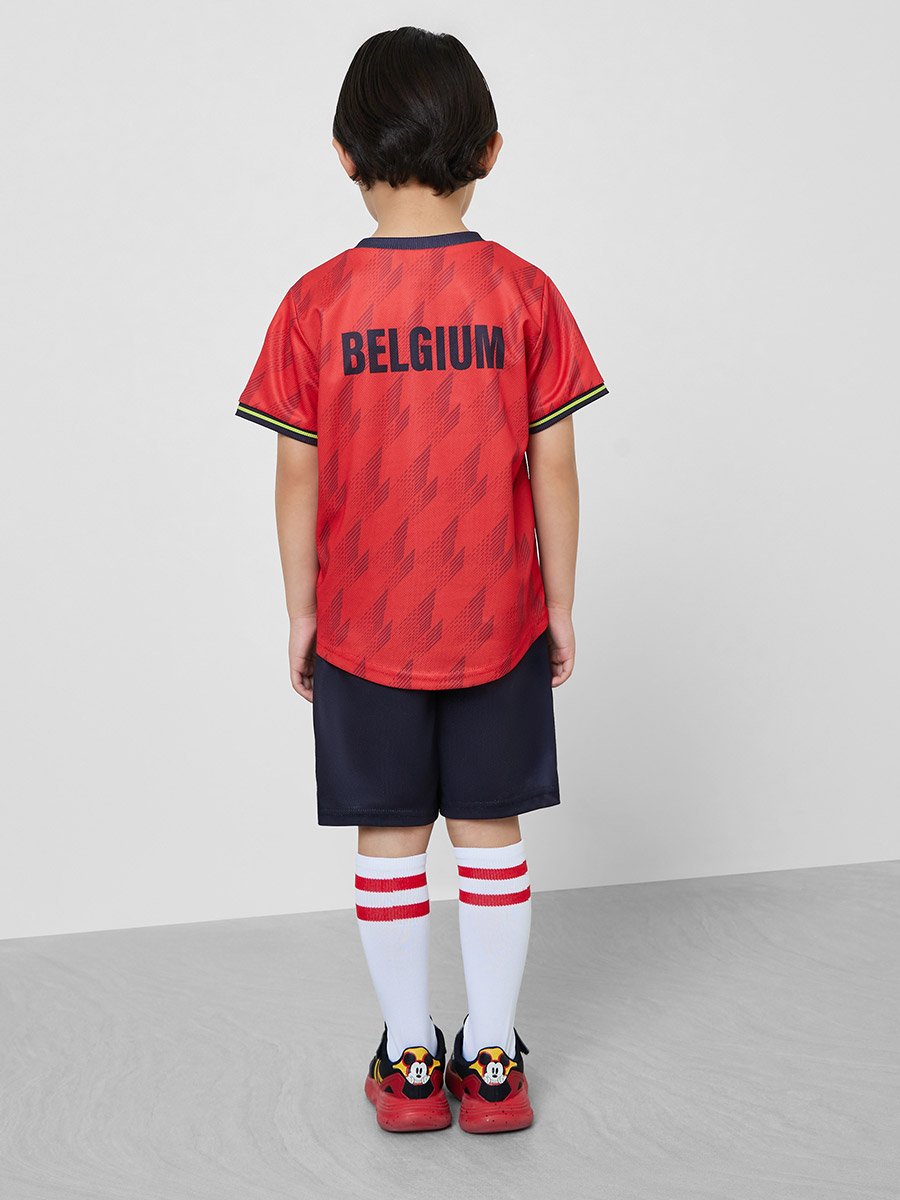 Kids Belgium Print Jersey T-Shirt and Shorts Football Set