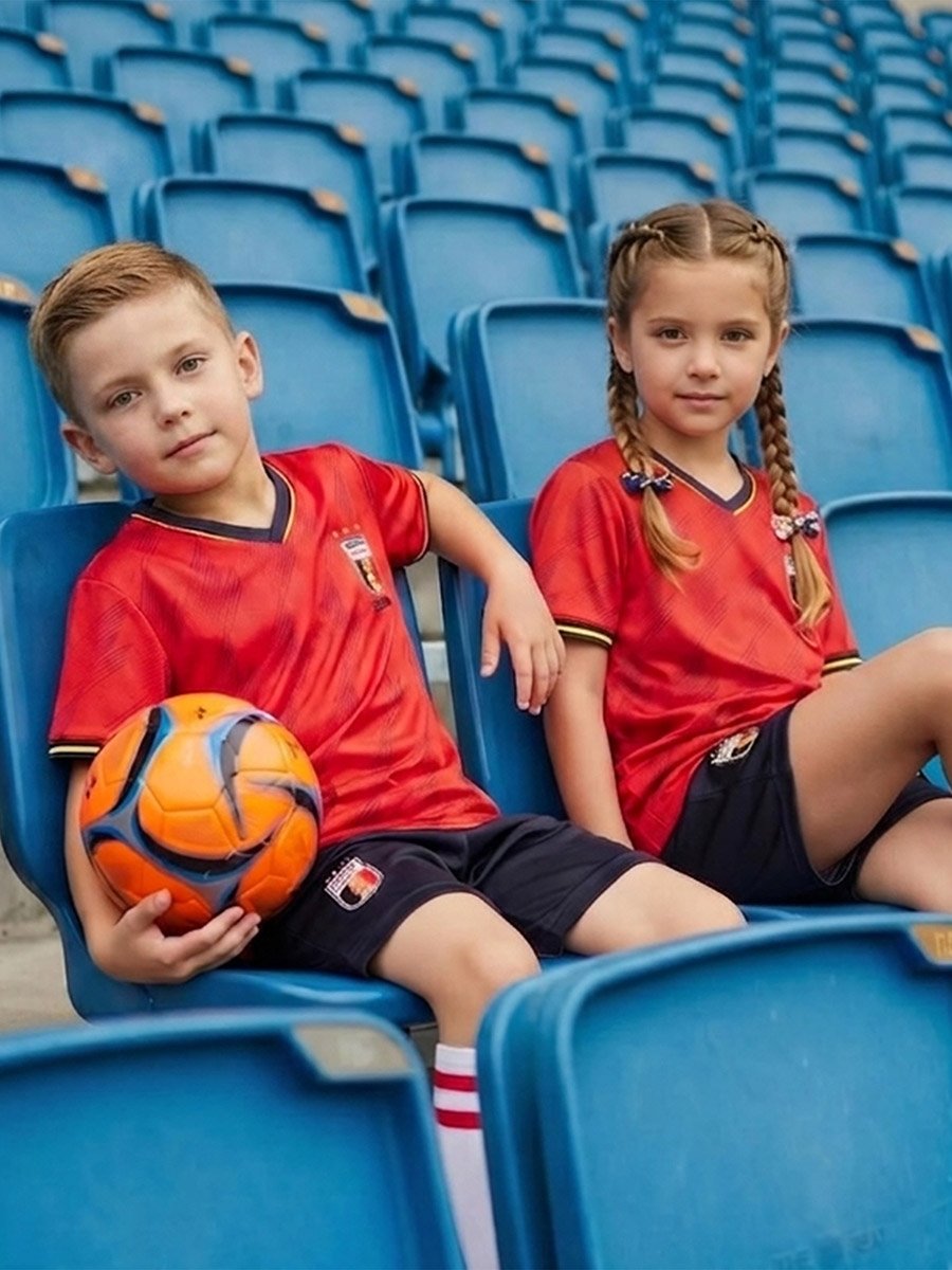 Kids Belgium Print Jersey T-Shirt and Shorts Football Set