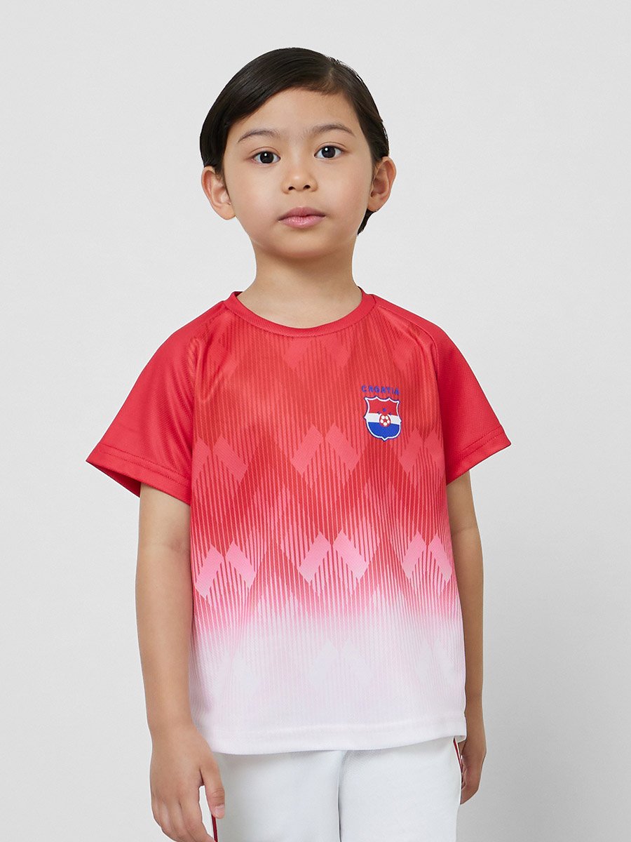 Kids Croatia Print Jersey T-Shirt and Shorts Football Set
