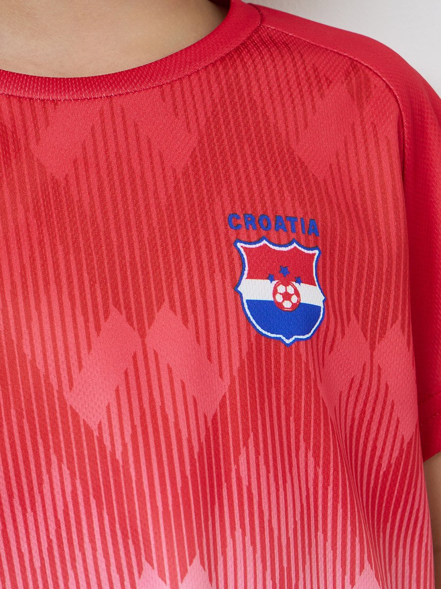 Kids Croatia Print Jersey T-Shirt and Shorts Football Set