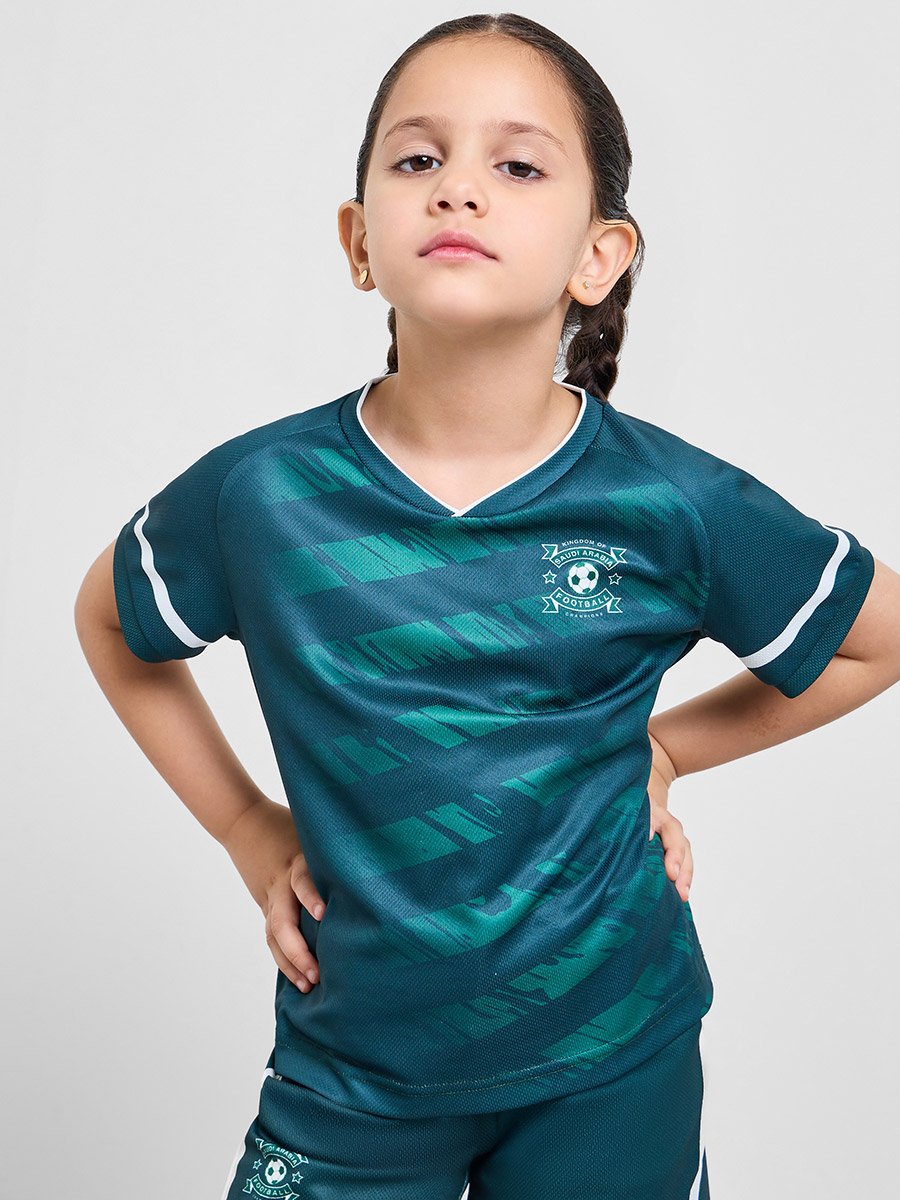 Kids KSA Print Jersey T-Shirt and Shorts Football Set