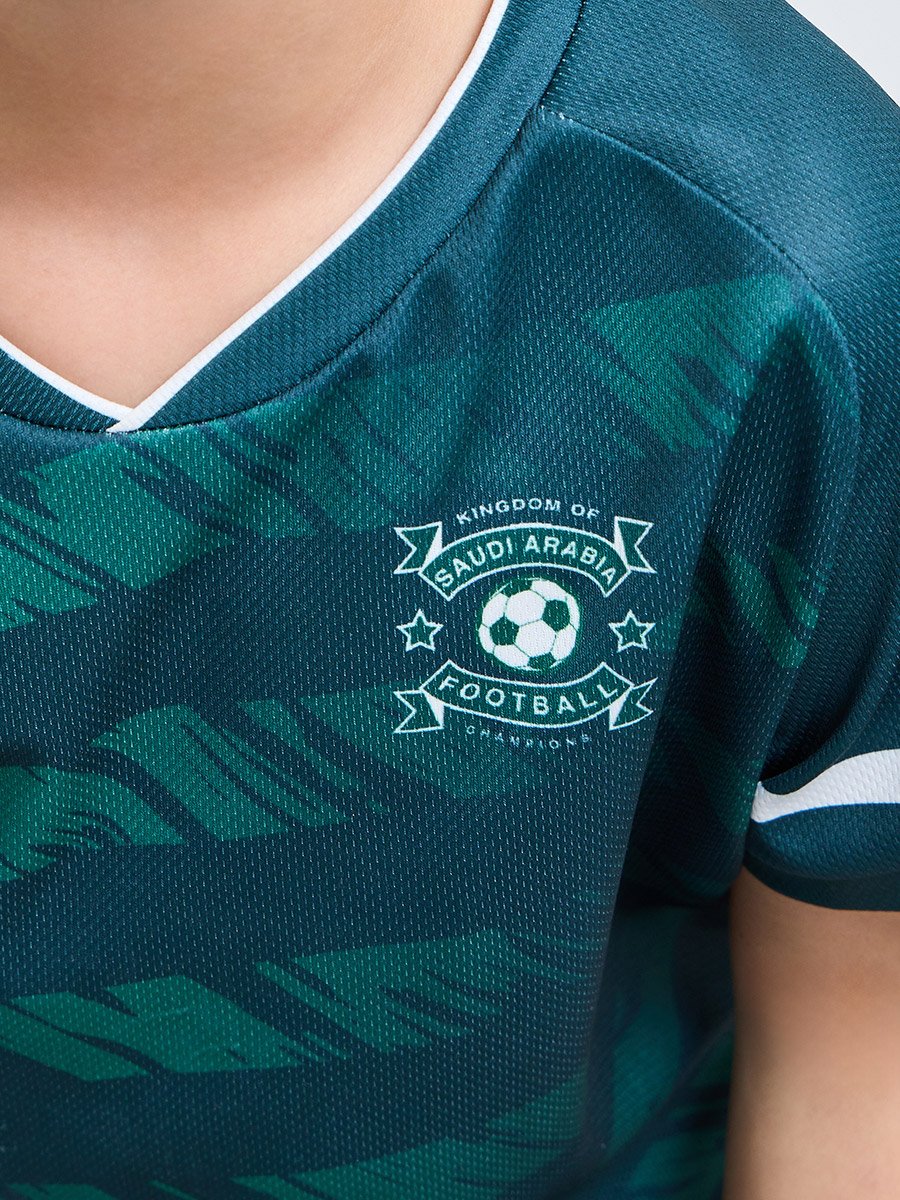 Kids KSA Print Jersey T-Shirt and Shorts Football Set