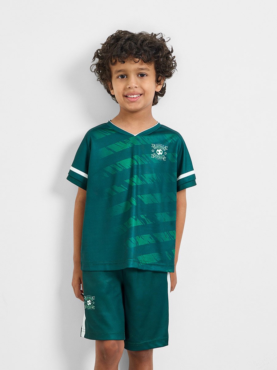 Kids KSA Print Jersey T-Shirt and Shorts Football Set