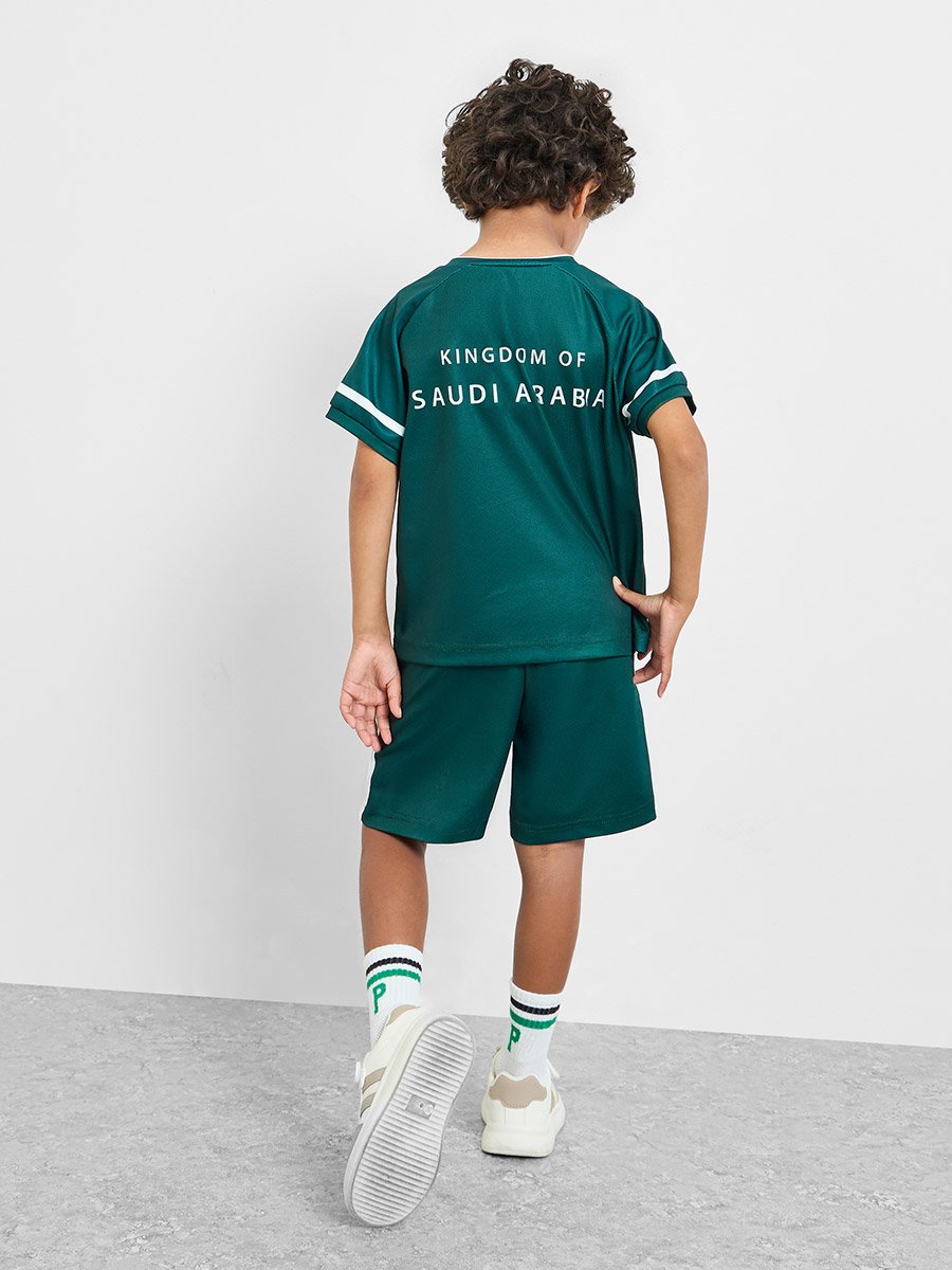 Kids KSA Print Jersey T-Shirt and Shorts Football Set