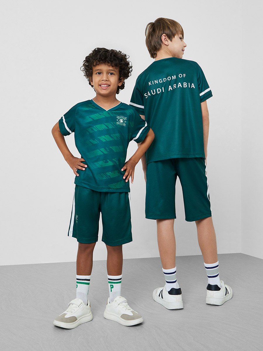 Kids KSA Print Jersey T-Shirt and Shorts Football Set