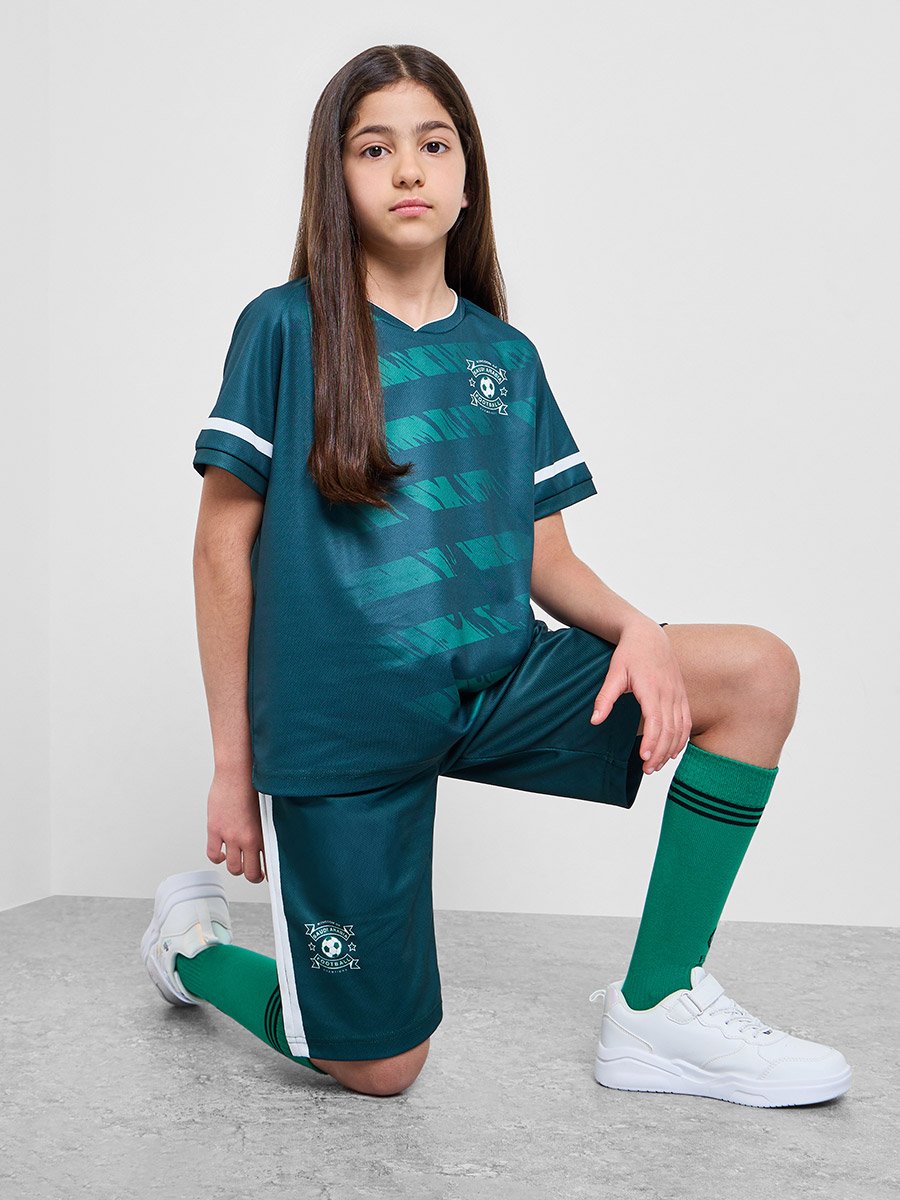 Teens KSA Print Jersey T-Shirt and Shorts Football Set