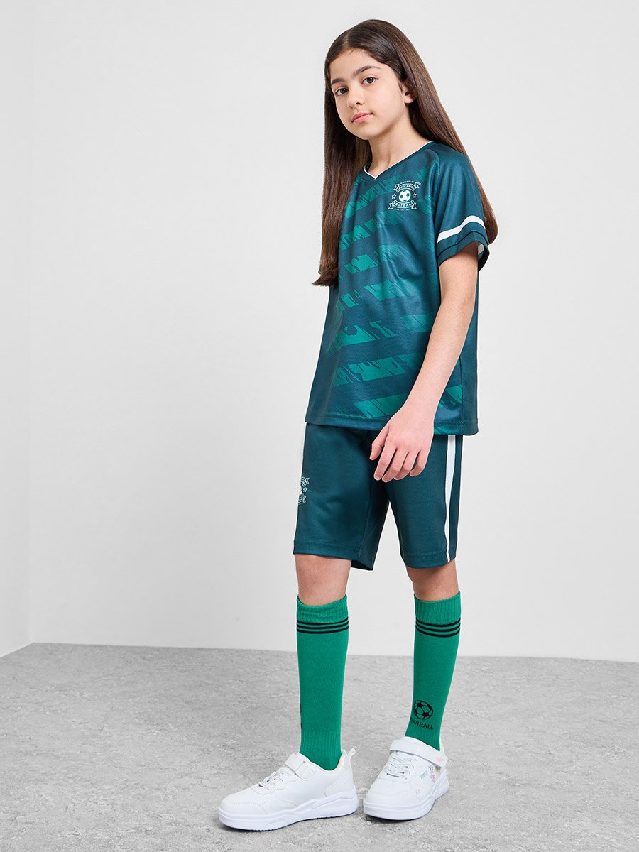 Teens KSA Print Jersey T-Shirt and Shorts Football Set
